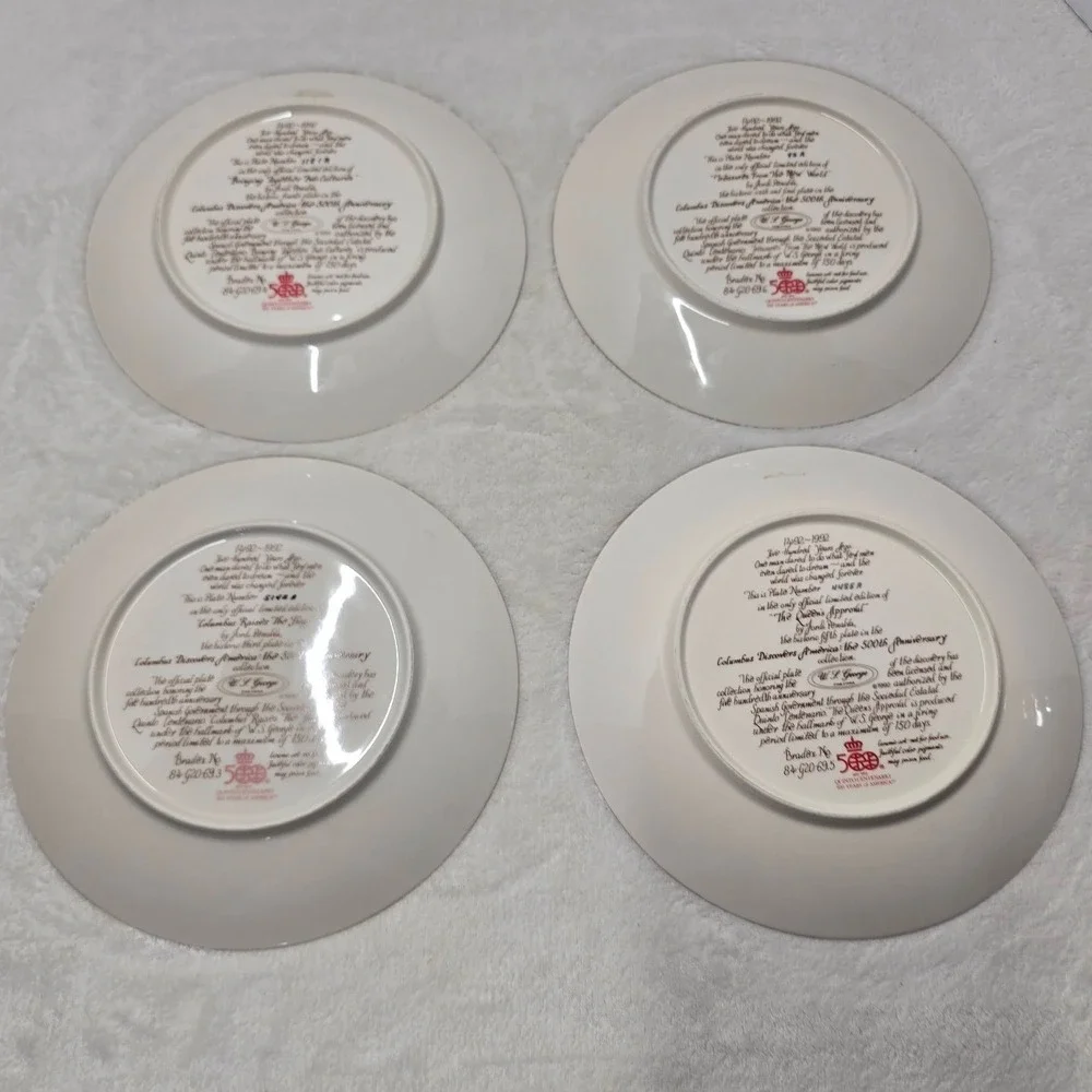 W.S. George Columbus Discovers America 500th Anniversary Plates Set of 4 1992